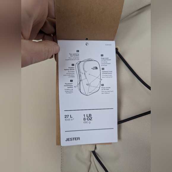 NWT! The North Face The Jester Backpack, Gravel/Cream, Women's Fit, 27L - Picture 12 of 15